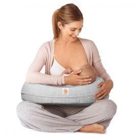 Natural Curve Nursing Pillow - Grey with Strap