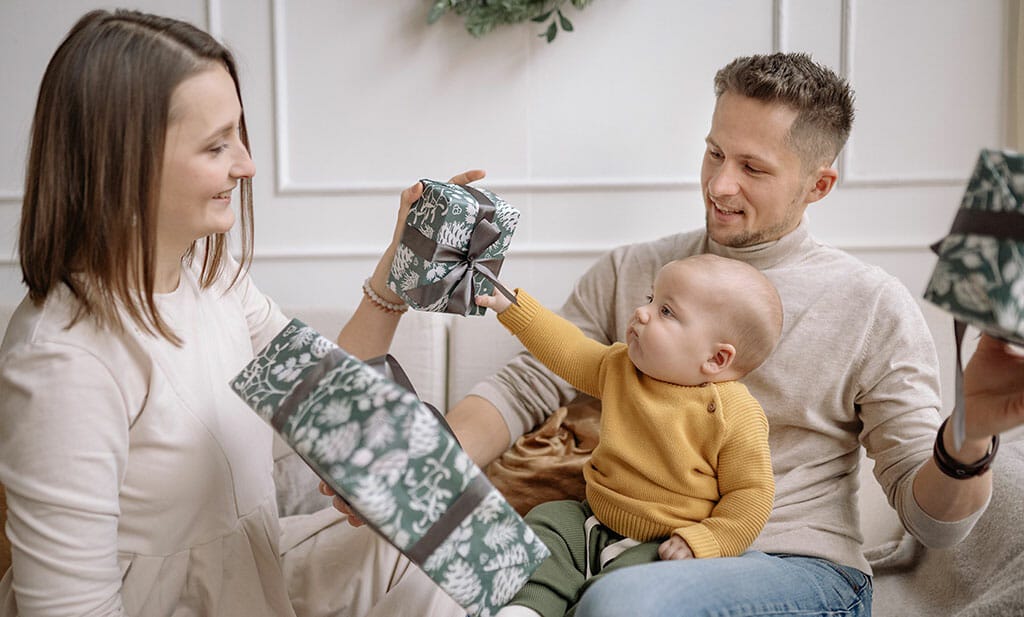 Baby Sleep Guide Christmas Edition, baby opening presents