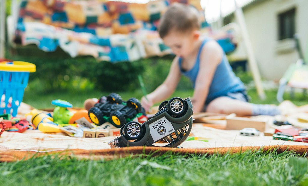 family staycation: outdoor play area: